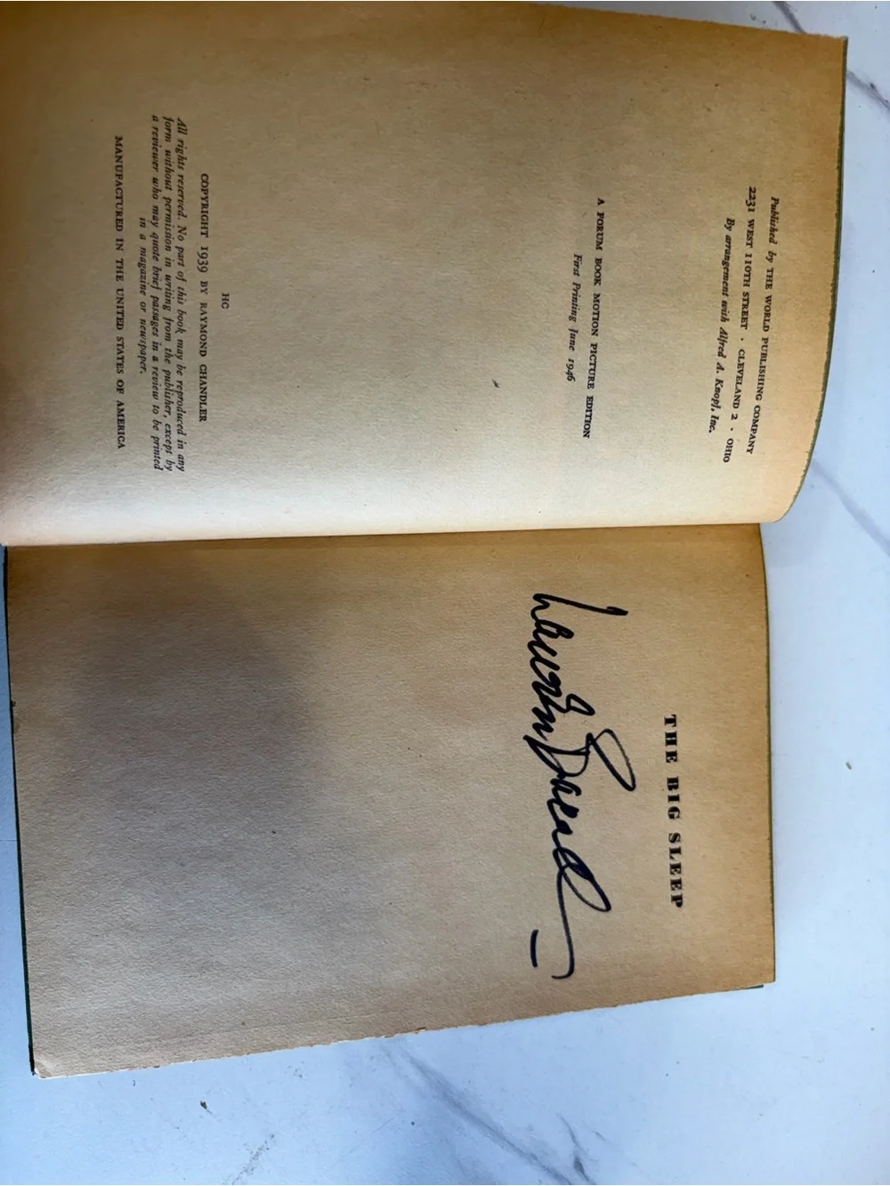 🔥 Possible Raymond Chandler Signed The Big Sleep 1946 Movie Edition HC🔥